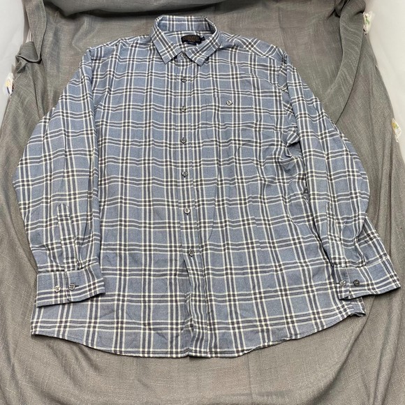 Pendleton Mens  Button Up Shirt Blue Plaid Long Sleeve Flap Pockets Top XL - Picture 2 of 8